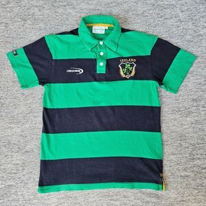 Traditional Craft Irish Men's M Lansdowne Emerald Striped Polo Shirt Collared
